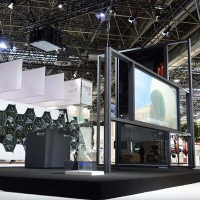 Stand der eyrise B.V. (Merck) auf der Messe Düsseldorf